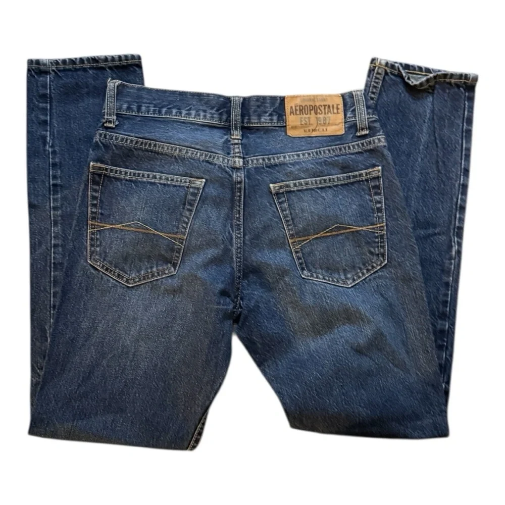 Aeropostale Men's Dark Blue Straight Jeans - Picture 5 of 7